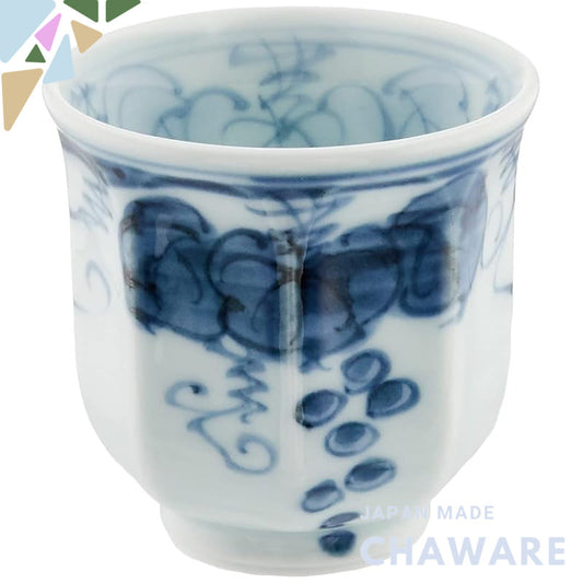 Hasami Porcelain Issengama Lightweight Teacups and Teapot with Grape Design