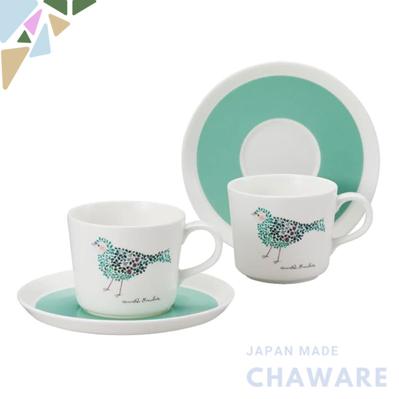 NARUMI Cup and Saucer Set Anna Emilia Bird Tea and Coffee Pair Set 220cc Microwave Safe Dishwasher Safe 96697-23167P