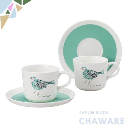 NARUMI Cup and Saucer Set Anna Emilia Bird Tea and Coffee Pair Set 220cc Microwave Safe Dishwasher Safe 96697-23167P