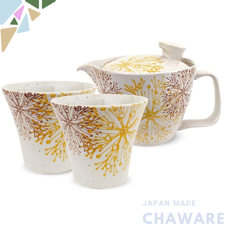 J-kitchens Kunzan Kiln Teapot Set Hasami Ware Made in Japan (Teapot Pair Tea Cups Stylish Tea Set) 240cc 140cc For 1 to 