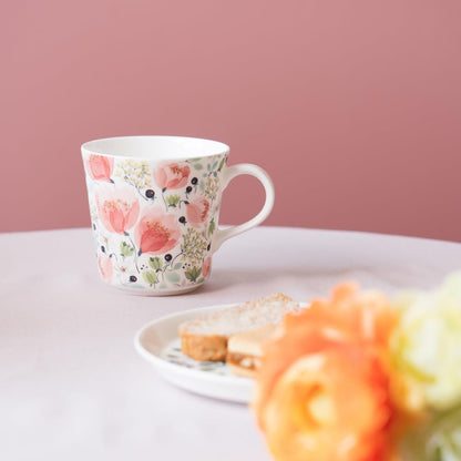 NARUMI Anna Emilia Mug 340cc Thank You Floral Pattern Cute Large Size Wedding Gift Mother's Day Present Microwave Safe Dishwasher Safe Comes with Gift Box Wrapped 51942-2923AZ