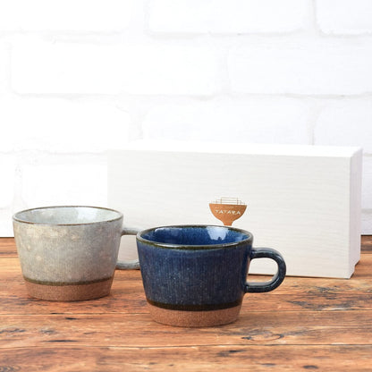 Tatara Mug Pair Set (2 Pieces) in Gift Box, Gift, Mino Ware, Microwave & Dishwasher Safe, 350ml, Wide Mouth, Red Clay, Glazed Finish, Made in Japan, 020411