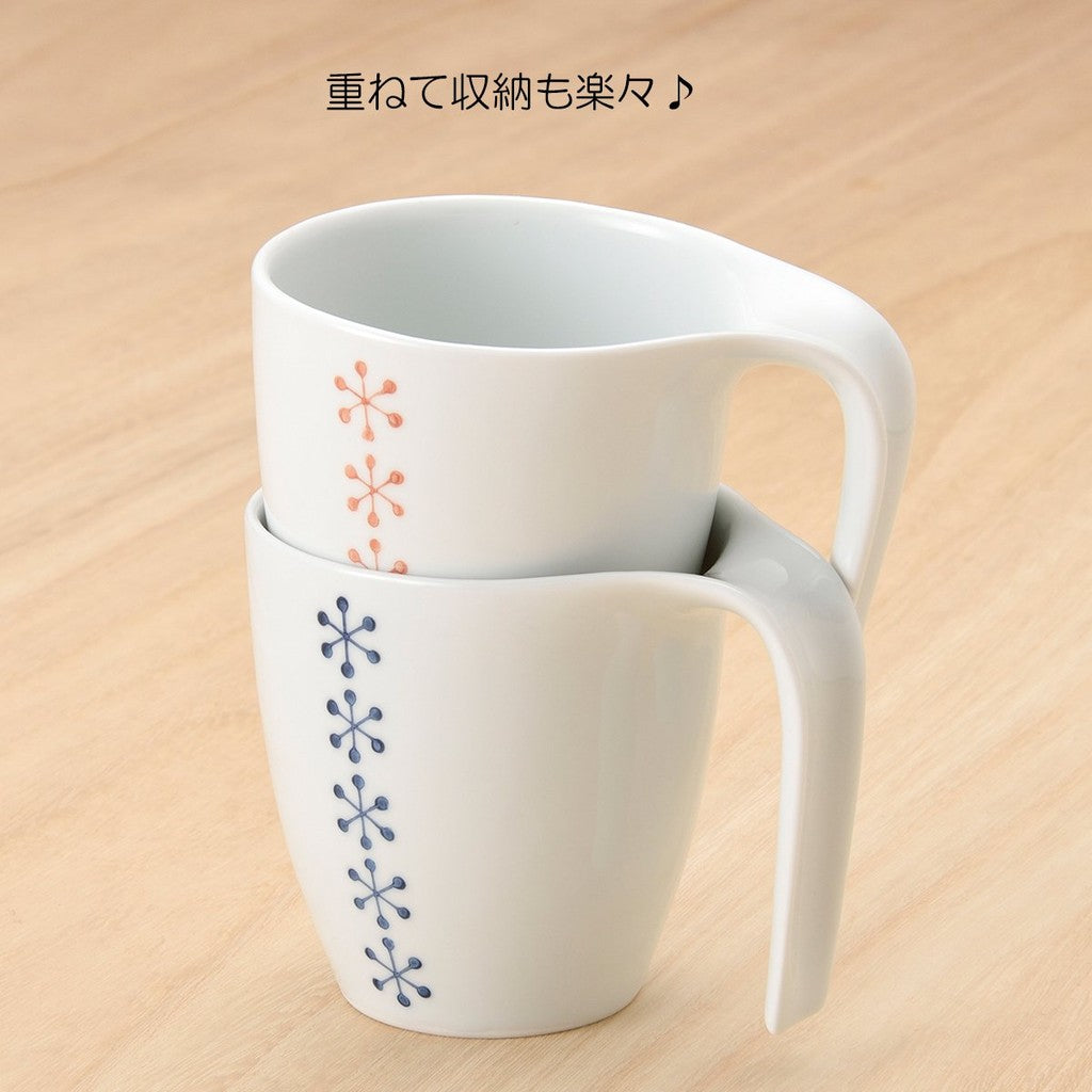 Hasami Porcelain CtoC Japan Double-Tone Stackable Mug with Patterns - Red and Blue Options, 320cc