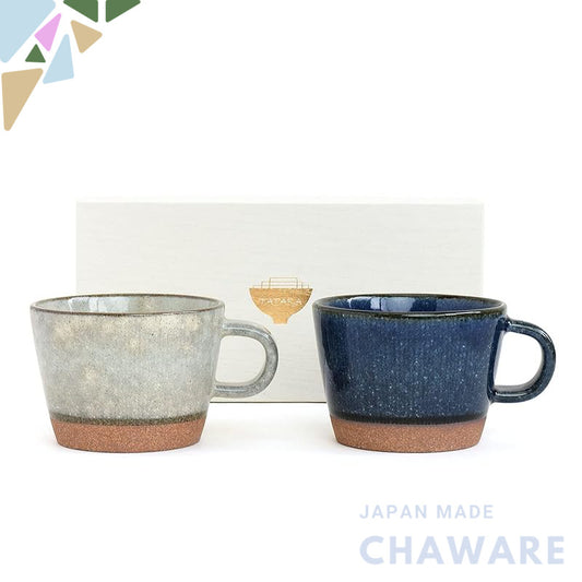 Tatara Mug Pair Set (2 pieces) in Gift Box, Present, Mino Ware, Microwave and Dishwasher Safe, 350ml, Wide Opening, Red 
