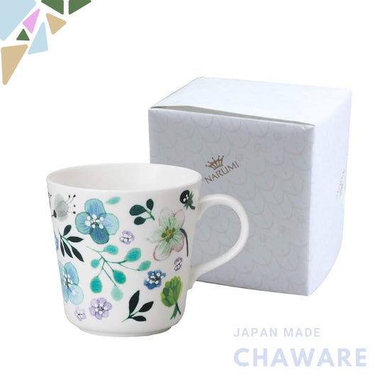 NARUMI Mug Anna Emilia Clover Garden 340cc Green Floral Clover Cute Large Mother’s Day Gift Microwave and Dishwasher Saf
