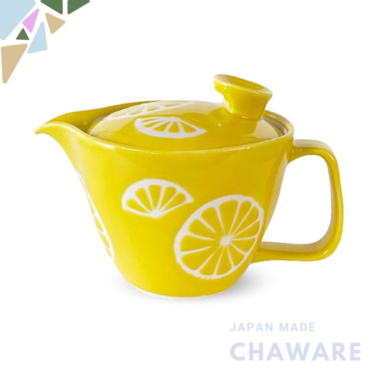 J-kitchens Teapot with Strainer, 240ml, for 1-2 people, Hasami-yaki, Made in Japan, Lemon Pot S, Yellow