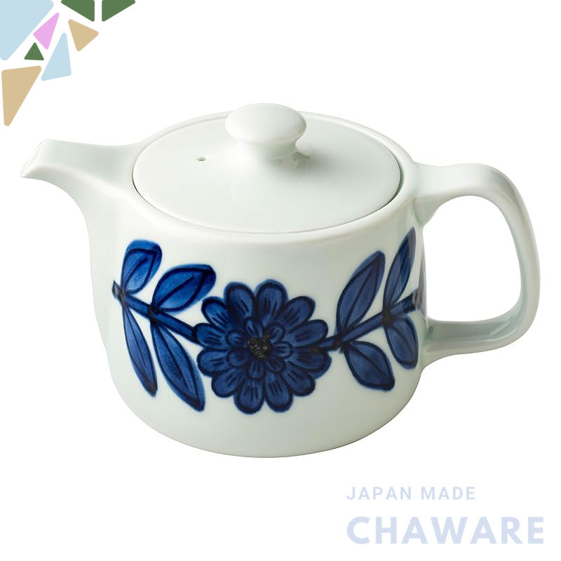NISHIYAMA Daisy Pot S (Blue/with Tea Strainer / 1 piece / Floral Pattern) Made in Hasami, Japan (Microwave Safe/Dishwash