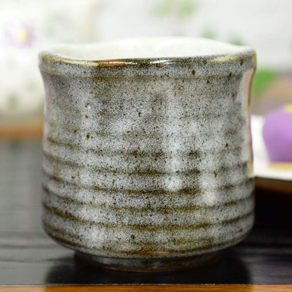 Stylish Yunomi (tea cup) - Kutani ware, with a stone pavement pattern. Ceramic brand, Japanese tableware, made in Japan.