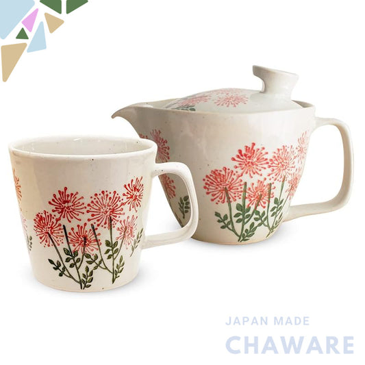 J-kitchens Kunzan Kiln Teapot and Mug Set Microwave Safe Hasami Ware Made in Japan (Teapot 240ml, Mug 270ml, Tea Accesso