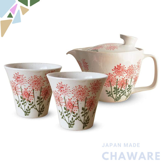 J-kitchens Kunzan kiln teapot and teacup pair set, Hasami ware, made in Japan, 240ml and 130ml, suitable for 1 to 2 peop