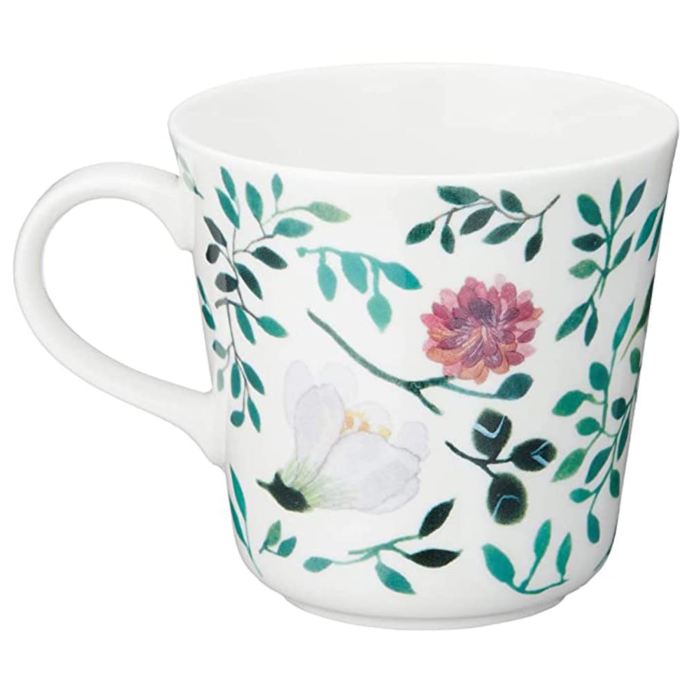 NARUMI Mug Anna Emilia Grandmother's Bouquet 340cc Green Floral Pattern Clover Crocus Cute Large Microwave Safe Dishwasher Safe Gift Box Included 51857-2923P
