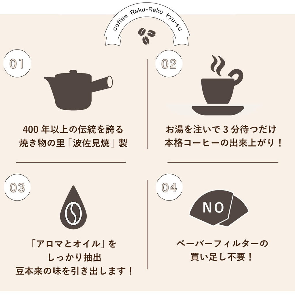 Hasami ware, Chojuro kiln coffee teapot, capacity approximately 300ml (about 2 cups), dishwasher safe, equipped with a filter, just pour hot water and steep for authentic coffee, black glaze, 333548.