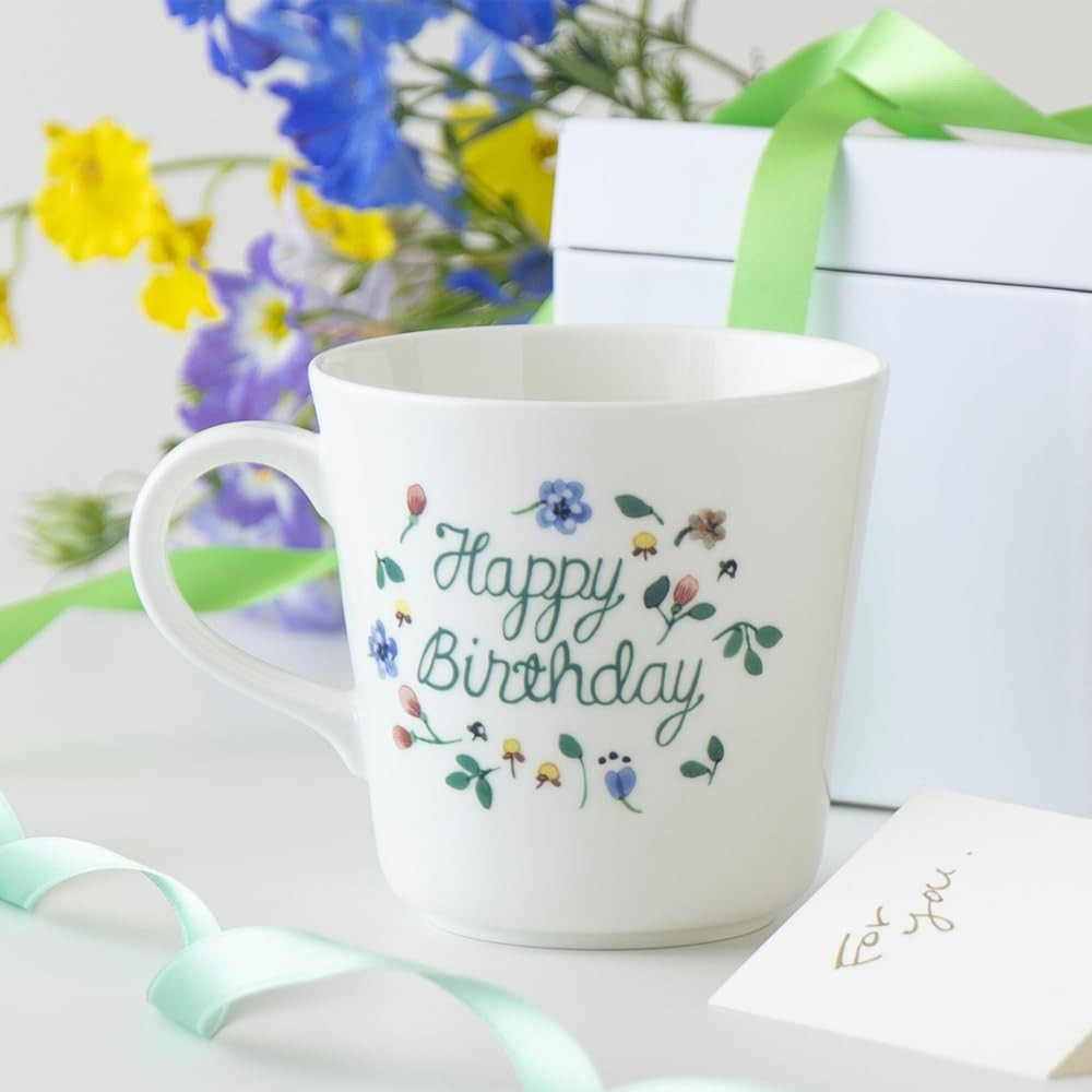 NARUMI Mug Anna Emilia Congratulations 340cc Floral Design Cute Gift Microwave Safe Dishwasher Safe 51947-2923P
