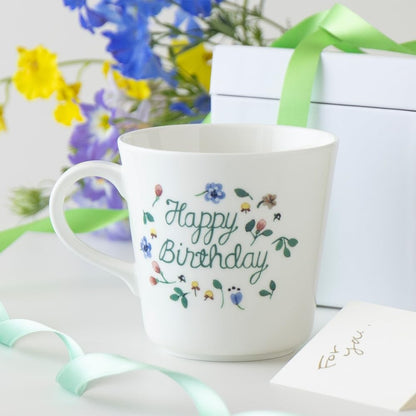 NARUMI Mug Anna Emilia Congratulations 340cc Floral Design Cute Gift Microwave Safe Dishwasher Safe 51947-2923P