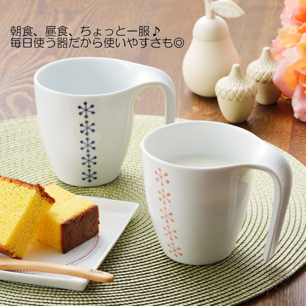 Hasami Porcelain CtoC Japan Double-Tone Stackable Mug with Patterns - Red and Blue Options, 320cc
