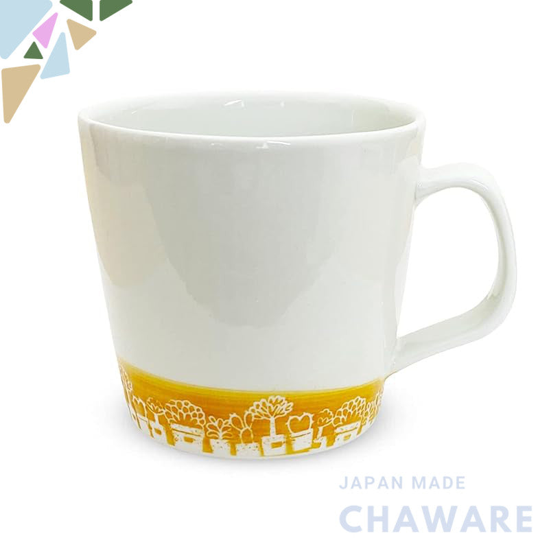 J-kitchens Kunzan Kiln Mug Cup 270cc Hasami Pottery Made in Japan Flower Collection Yellow