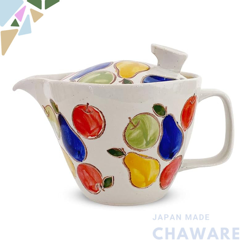 J-kitchens Kyusu Teapot, Hasami Ware, Made in Japan, with Strainer, 400ml, Large, For Two to Three People, Large Fruit T