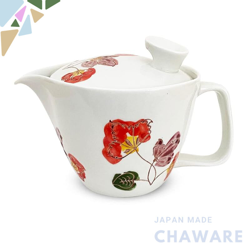 J-kitchens Kunzan Kiln Teapot with Strainer 240ml, for 1 to 2 people, Hasami Ware, Made in Japan, Aika Design