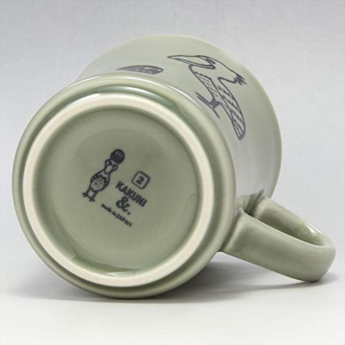 Mino Ware Cute Daruma & Shoebill Mug 280ml - Grey, Dishwasher Safe, Made in Japan