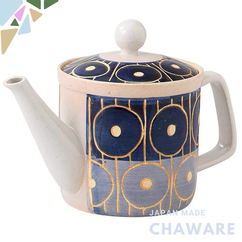 Hogdseirrs Hasami Ware Seizan Kiln Lightweight Teapot with Strainer (350ml) - Two-Tone Navy