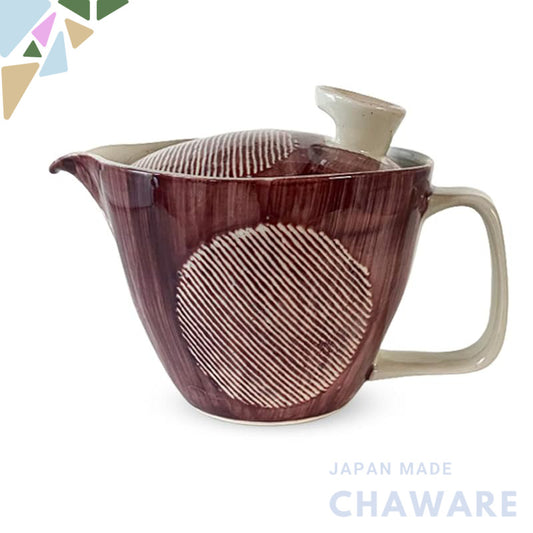 J-kitchens Teapot with Strainer 240ml for 1-2 People Hasami Ware Made in Japan Water-Repellent Round Pattern Pot S Purpl