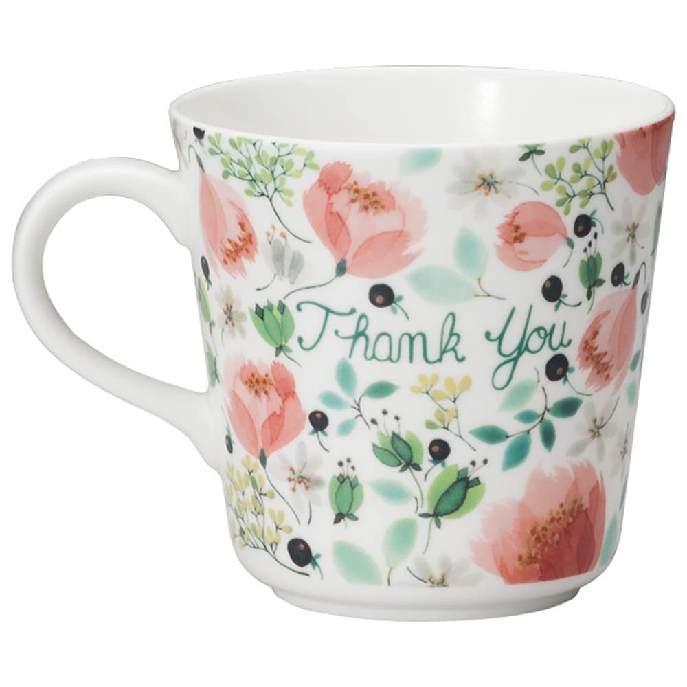 NARUMI Mug Anna Emilia 340cc Thank You Flower Pattern Cute Large Mother's Day Gift Microwave Safe Dishwasher Safe Gift Box Included 51942-2923P