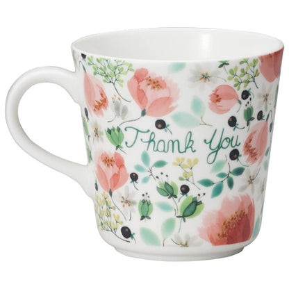 NARUMI Mug Anna Emilia 340cc Thank You Flower Pattern Cute Large Mother's Day Gift Microwave Safe Dishwasher Safe Gift Box Included 51942-2923P