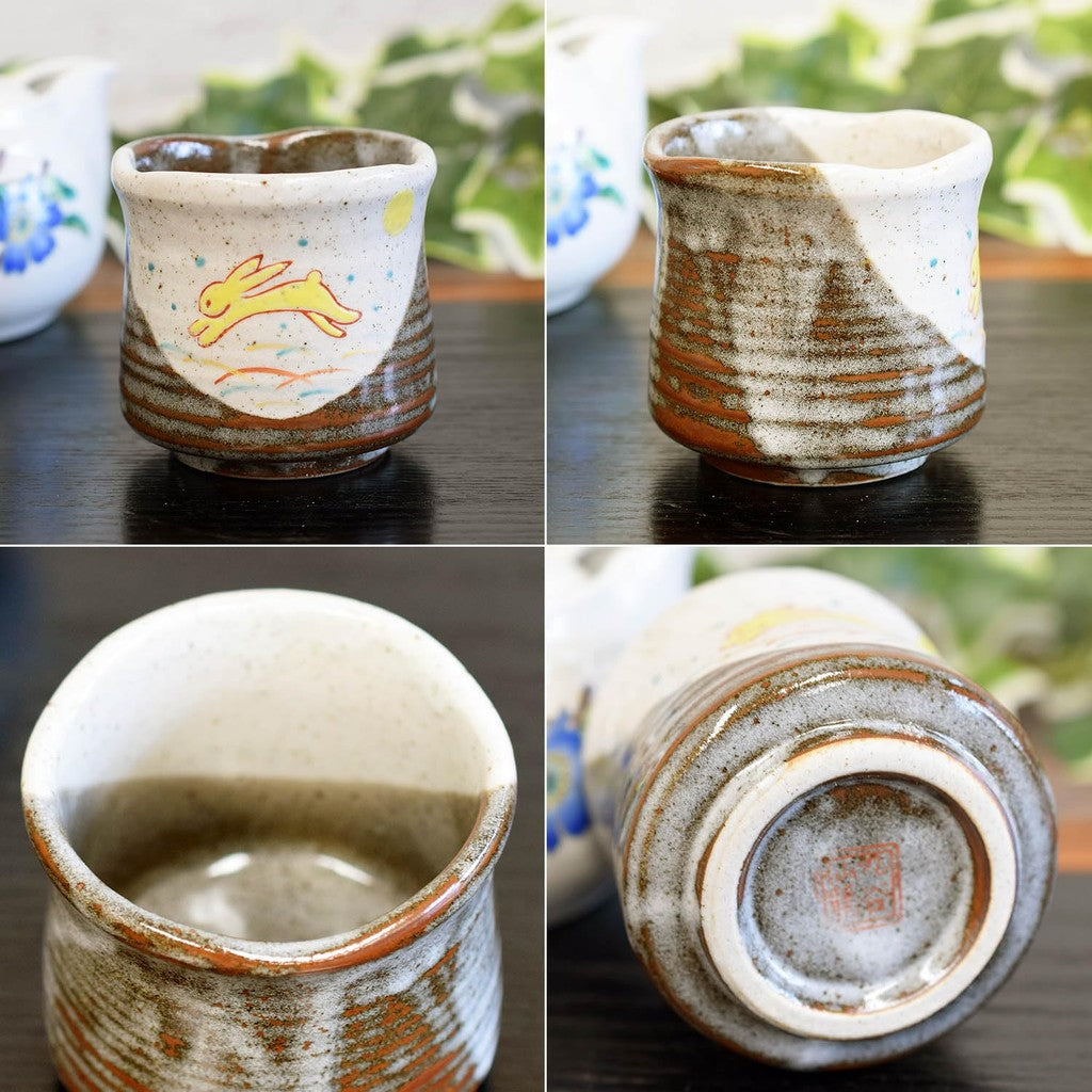 Stylish Yunomi, Kutani ware, Hane-usagi, ceramic tea cup, brand, Japanese tableware, made in Japan.