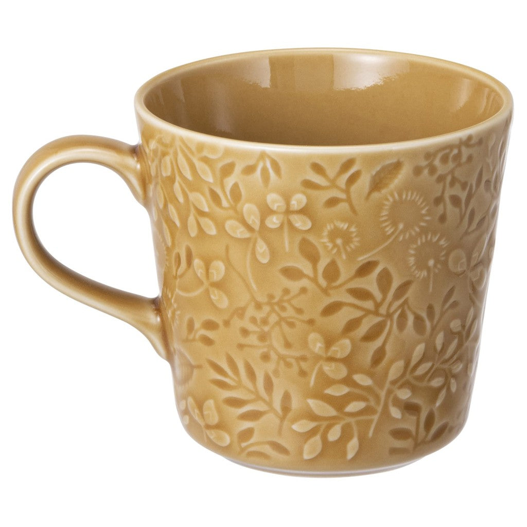 NARUMI Mug Anna Emilia 350cc Midsummer Meadow Amber Floral Design Cute Relievo Large Size Microwave Oven Dishwasher Safe Made in Japan with Gift Box Included 41681-6397