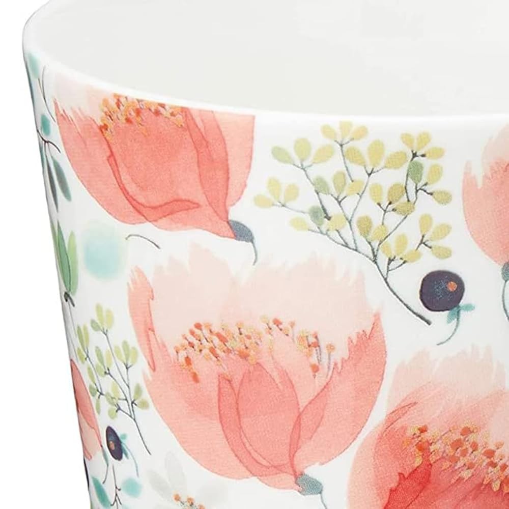 NARUMI Mug Anna Emilia 340cc Thank You Flower Pattern Cute Large Mother's Day Gift Microwave Safe Dishwasher Safe Gift Box Included 51942-2923P