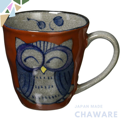 Hasami Ware Owl Design Tableware Set in Blue and Red
