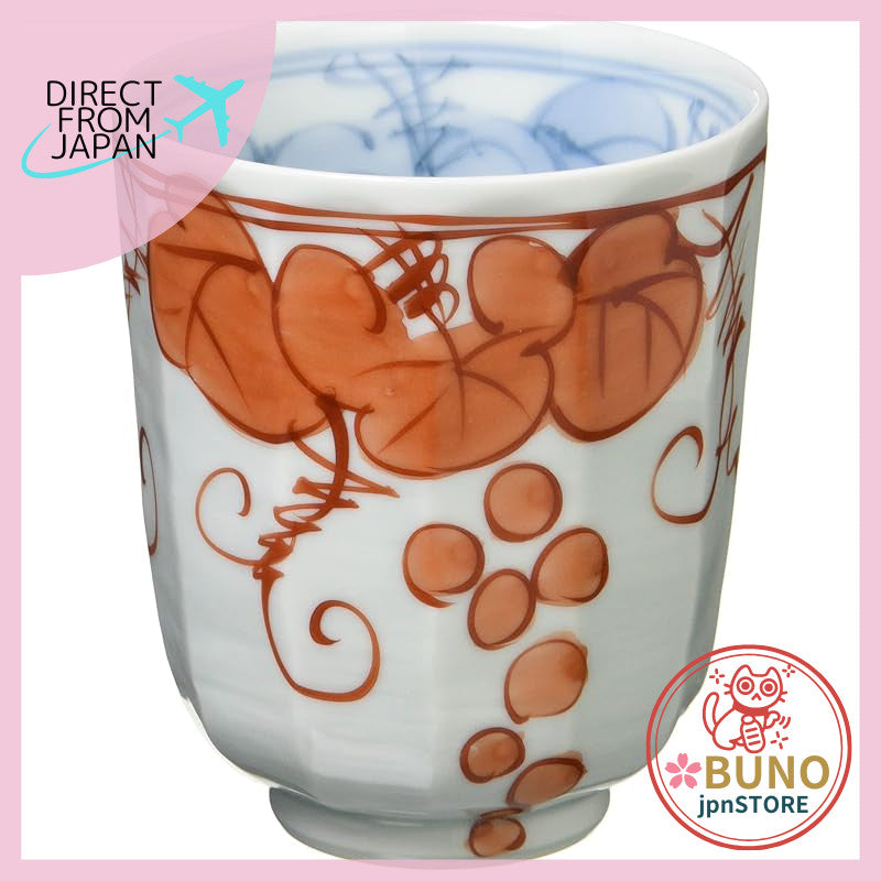 【made in japan】
Hasami Yaki Isseigama Lightweight Teacup (Small) Inside and Outside Grape Design Red