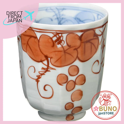 【made in japan】
Hasami Yaki Isseigama Lightweight Teacup (Small) Inside and Outside Grape Design Red