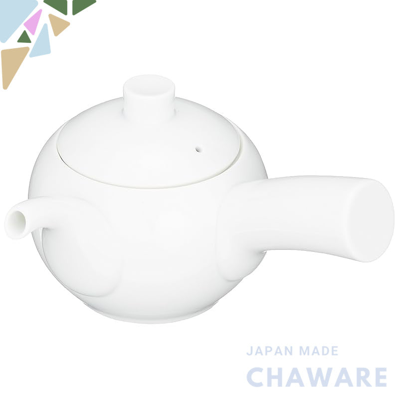 Maruco White Porcelain Teapot for Right-Hand Use - Small Round Design (Approx.) φ9.5×9cm, 280ml - Hasami Ware, Made in J