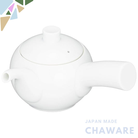 Maruco White Porcelain Teapot for Right-Hand Use - Small Round Design (Approx.) φ9.5×9cm, 280ml - Hasami Ware, Made in J