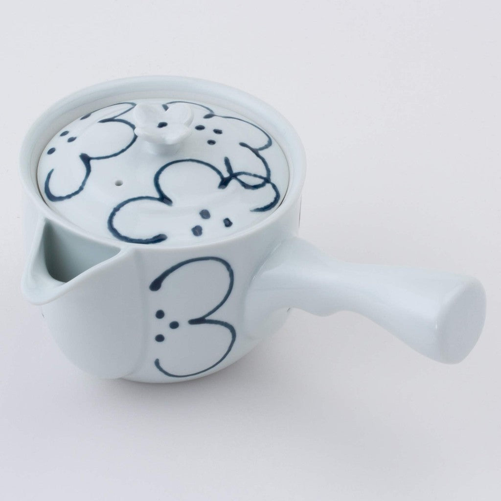 Hasami-Yaki Su雀口 Teapot with Flower Pattern (Includes Super Stainless Steel Strainer) 73457