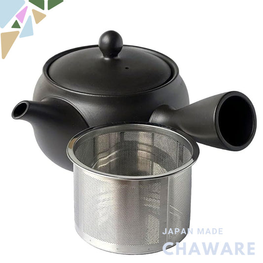 Landscape.com Tokoname Pot 310ml Black Super Stainless Steel Strainer 215s Made in Japan