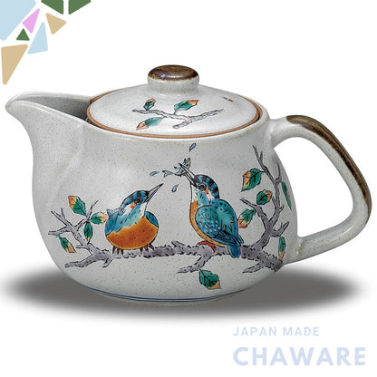 Waza no Kura Stylish Japanese Tableware Kutani Ware Teapot with Strainer Kawasemi Ceramic High-Quality Brand Tableware M