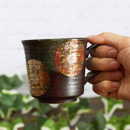 Waza no Kura Stylish Kutani Ware Mug Cup with Gold Flower Design Ceramic High-Quality Brand Tableware Made in Japan Birthday Gift