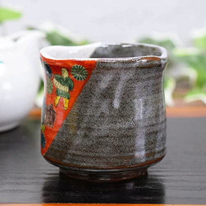 Large Yunomi, Kutani ware tea cup, wooden rice spoon, Yunomi tea bowl, ceramic, brand, Japanese tableware, made in Japan.