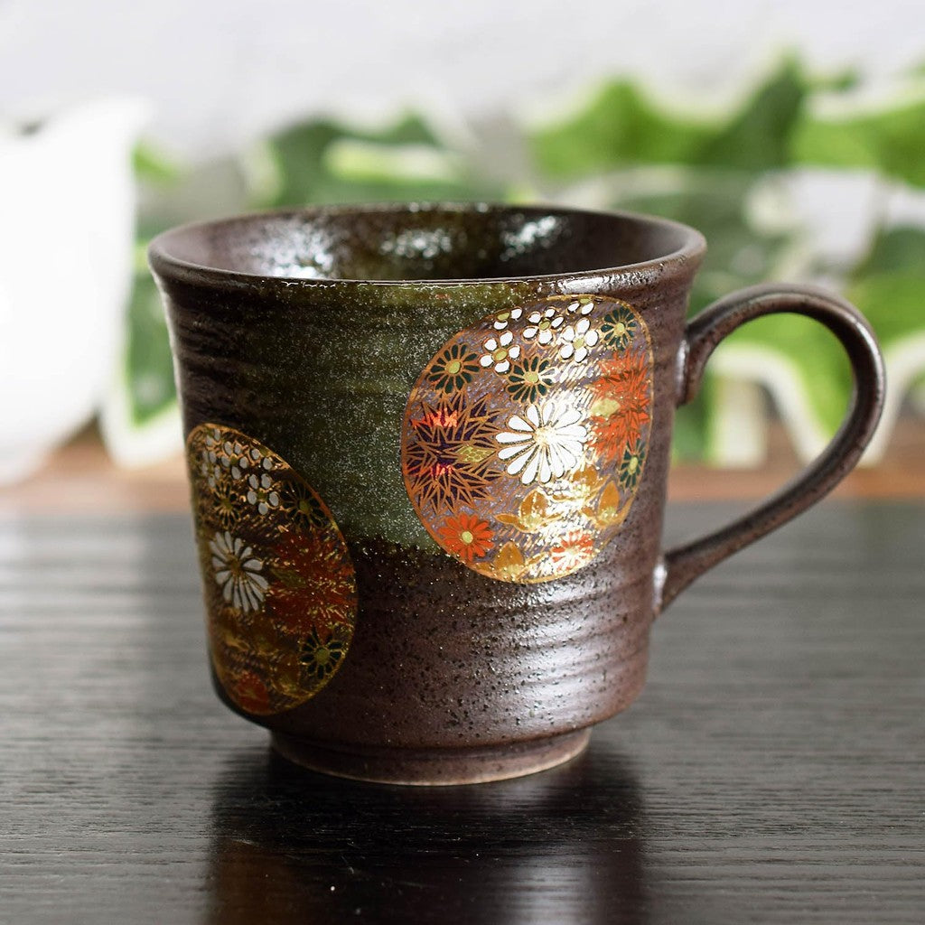 Waza no Kura Stylish Kutani Ware Mug Cup with Gold Flower Design Ceramic High-Quality Brand Tableware Made in Japan Birthday Gift