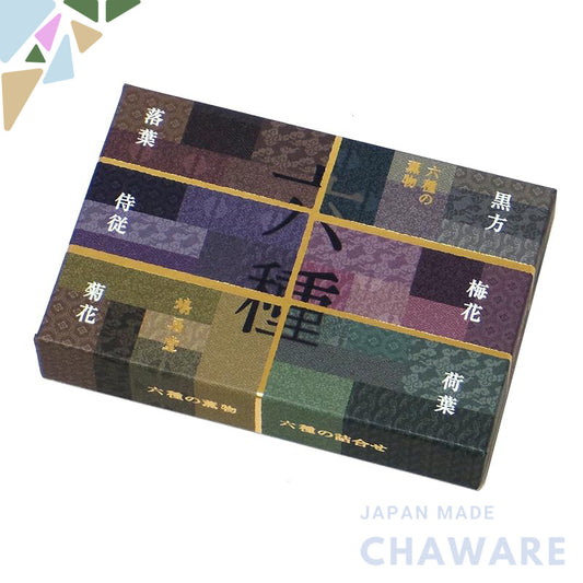 Kyukyodo Incense - Set of 6 Types of Incense, 5 sticks of each type, includes a 6cm incense holder.