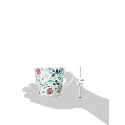 NARUMI Pair Mug Cup Anna Emilia 340cc Green Floral Pattern Cute Set of 2 Large Microwave Safe Dishwasher Safe Gift Box Included 96604-23165P