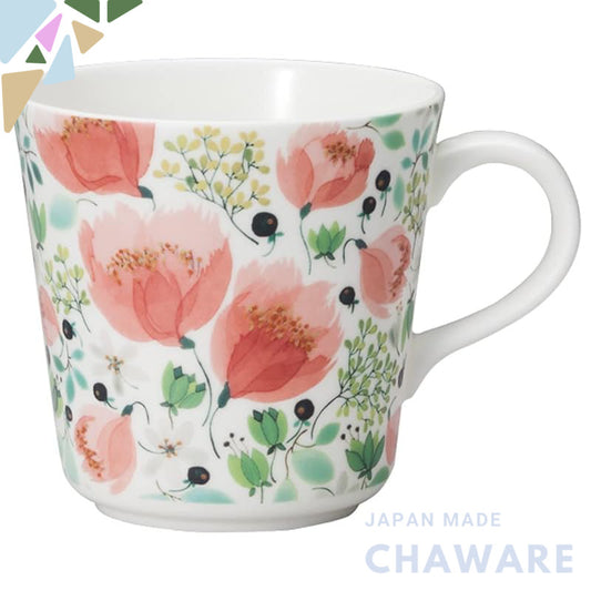 NARUMI Mug Anna Emilia 340cc Thank You Flower Pattern Cute Large Mother's Day Gift Microwave Safe Dishwasher Safe Gift B