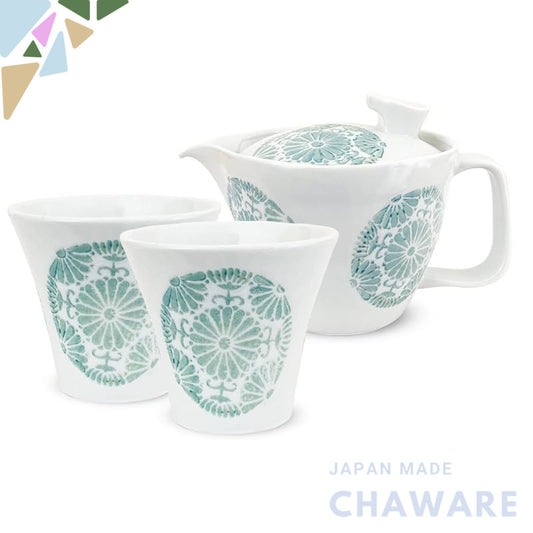 J-kitchens Kunzan Kiln Teapot Set Hasami Ware Made in Japan (Teapot, Pair of Teacups, Stylish Tea Set) 240cc, 130cc for 