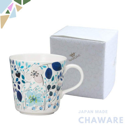 NARUMI Mug Anna Emilia 340cc Frost Blue Floral Pattern Cute Large Size Winter Scenery Mother's Day Gift Microwave Safe D