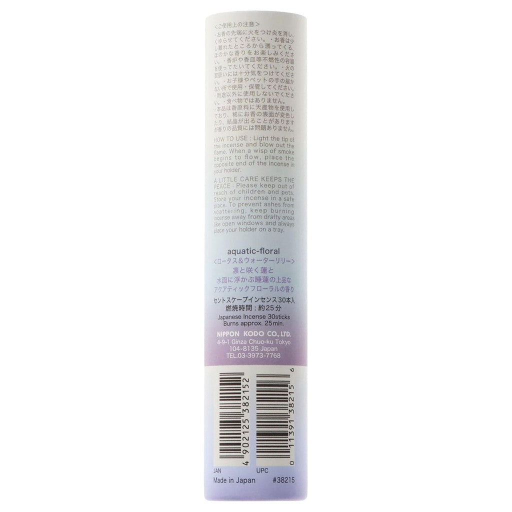 Nippon Kodo Incense scentscape Lotus & Water Lily, 30 sticks.