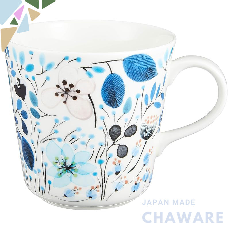 NARUMI Mug Anna Emilia 340cc Frost Blue Floral Pattern Cute Large Winter Scenery Microwave Safe Dishwasher Safe Gift Box