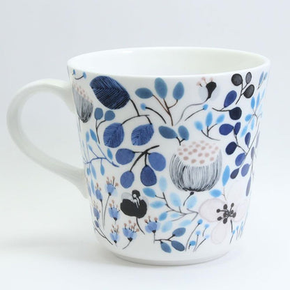 NARUMI Mug Anna Emilia 340cc Frost Blue Floral Pattern Cute Large Size Winter Scene Mother's Day Gift Microwave Safe Dishwasher Safe Gift Box Included Wrapped 52189-2923PAZ