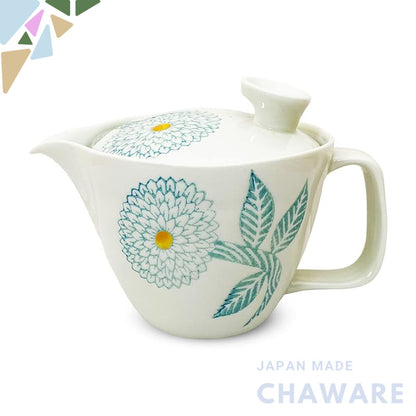 J-kitchens Teapot Small Hasami Ware Made in Japan 240ml For 1 to 2 People with Strainer Dahlia Light Blue / 174879